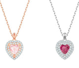 Crystal Powder Heart Shaped Necklace Clavicle Chain for Women