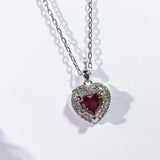 Crystal Powder Heart Shaped Necklace Clavicle Chain for Women