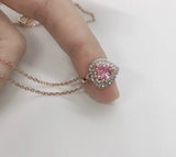 Crystal Powder Heart Shaped Necklace Clavicle Chain for Women