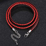 Red Braided Leather Bracelet Multilayer Wrap Adjustable FR0536