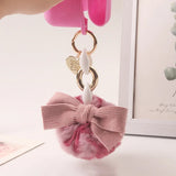 Fluffy Ball Bow Keychain Ring Pendant Love Leopard Handbag Jewelry