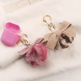 Fluffy Ball Bow Keychain Ring Pendant Love Leopard Handbag Jewelry