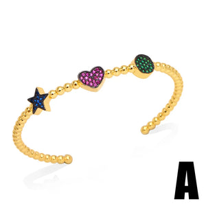 Devil's Eye Bracelet Copper Zirconia Cuff Bangle Jewelry