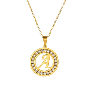 Initial Letter Charm Necklace Stainless Steel Jewelry Gift