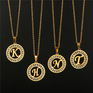 Initial Letter Charm Necklace Stainless Steel Jewelry Gift