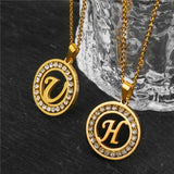 Initial Letter Charm Necklace Stainless Steel Jewelry Gift