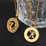 Initial Letter Charm Necklace Stainless Steel Jewelry Gift