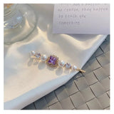 Purple Crystal Barrettes Hair Accessories