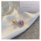 Purple Crystal Barrettes Hair Accessories