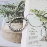 Stainless Steel Beaded Charm Bracelet for Women