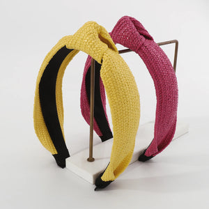 Bohemian Raffia Wide Center Cross Hair Hoop