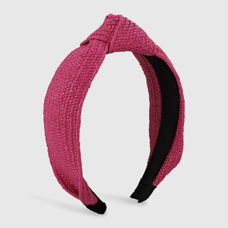 Bohemian Raffia Wide Center Cross Hair Hoop