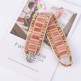 Women Bracelets Tube Shape Natural Stones Leather Wrap Bracelet Beaded Cuff