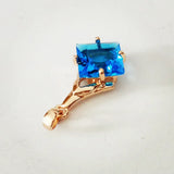 Pink Rose CZ Necklace Pendant Light Square Shape Women's Jewelry