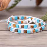 Women Leather Bracelets High End Natural Stones Wrap Bracelets