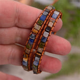 Women Leather Bracelets Natural Stones Wrap Bracelets