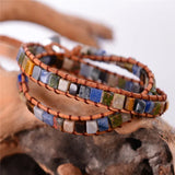Women Leather Bracelets Natural Stones Wrap Bracelets