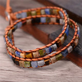 Women Leather Bracelets Natural Stones Wrap Bracelets