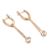 Round 585 Rose Zircon Dangle Earrings Natural Stones