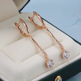 Round 585 Rose Zircon Dangle Earrings Natural Stones