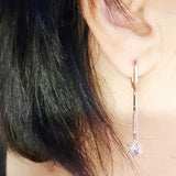 Round 585 Rose Zircon Dangle Earrings Natural Stones