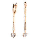 Round 585 Rose Zircon Dangle Earrings Natural Stones