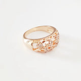 Vintage 585 Rose Gold Flower Cubic Zircon Women Ring