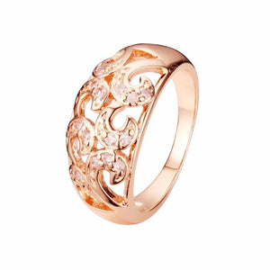 Vintage 585 Rose Gold Flower Cubic Zircon Women Ring