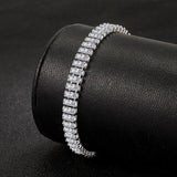 Silver Bracelet Full Diamond Rectangle Bracelet High 925 Stamp Zircon Bangle
