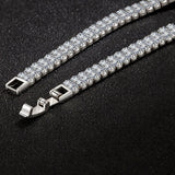 Silver Bracelet Full Diamond Rectangle Bracelet High 925 Stamp Zircon Bangle