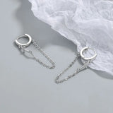 925 Silver Zircon Cross Hoop Earrings with Tassels