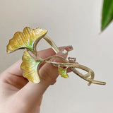 Yellow Ginkgo Leaf Hair Clip Alloy Grab Clip Hair Accessories