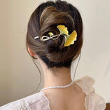 Yellow Ginkgo Leaf Hair Clip Alloy Grab Clip Hair Accessories