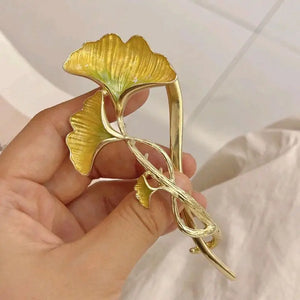 Yellow Ginkgo Leaf Hair Clip Alloy Grab Clip Hair Accessories