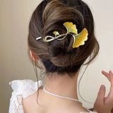 Yellow Ginkgo Leaf Hair Clip Alloy Grab Clip Hair Accessories
