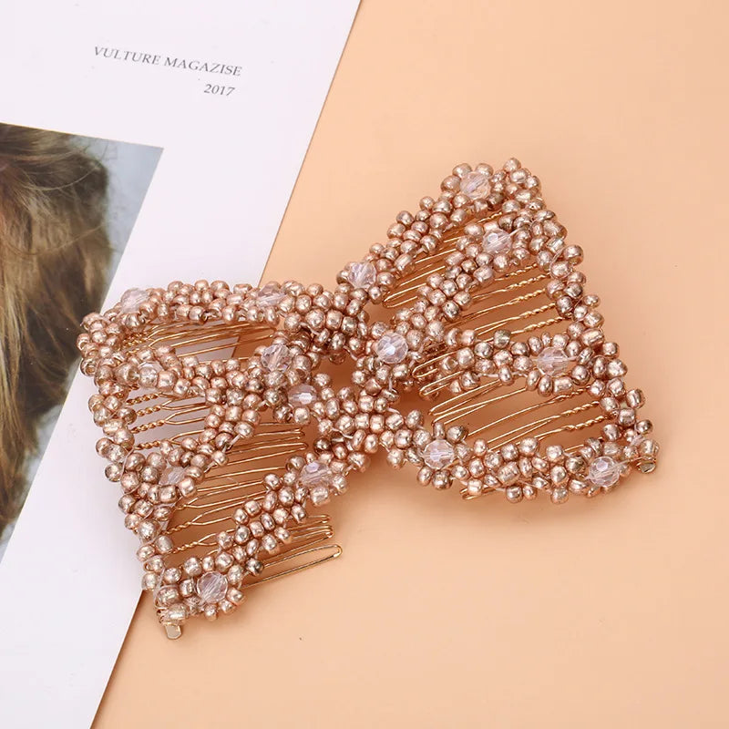 Pearl Beaded Hair Claw Hairpin Up-Do Bun Maker