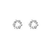 925 Silver Ear Nail Platinum Round Flower Ring Zircon Jewelry