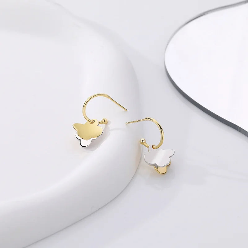 925 Silver Champagne Butterflies Leaf Splicing Earhook