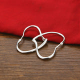 Women's 925 Silver Heart Earrings-Temperament Fine Jewelry-Original Solid Silver