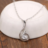 Women's 925 Silver Necklace Phoenix Tear Charm Jewelry CZ Pendant Wave Chain