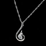 Women's 925 Silver Necklace Phoenix Tear Charm Jewelry CZ Pendant Wave Chain
