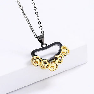 Women's 925 Silver Necklace Irregular Honeycomb Pendant Retro Party Jewelry
