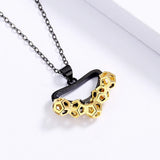 Women's 925 Silver Necklace Irregular Honeycomb Pendant Retro Party Jewelry