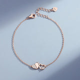 925 Silver Heart Rose Zircon Bracelet Adjustable Romantic Jewelry