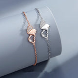 925 Silver Heart Rose Zircon Bracelet Adjustable Romantic Jewelry