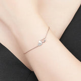 925 Silver Heart Rose Zircon Bracelet Adjustable Romantic Jewelry