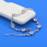925 Silver CZ Chain Bracelet Women's Jewelry Gift