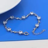 925 Silver CZ Chain Bracelet Women's Jewelry Gift