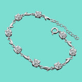 925 Silver CZ Chain Bracelet Women's Jewelry Gift