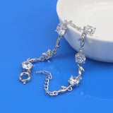 925 Silver CZ Chain Bracelet Women's Jewelry Gift